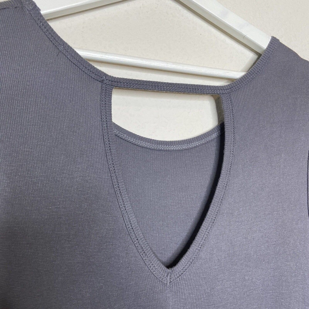 Everly Open Back Micro Ribbed Gray Dress M - Picture 6 of 9